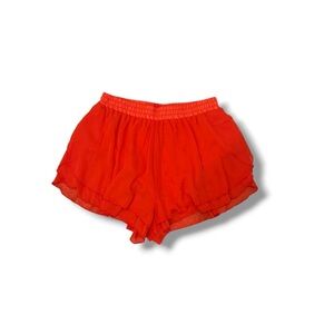Women's Red Chiffon Flowy Shorts